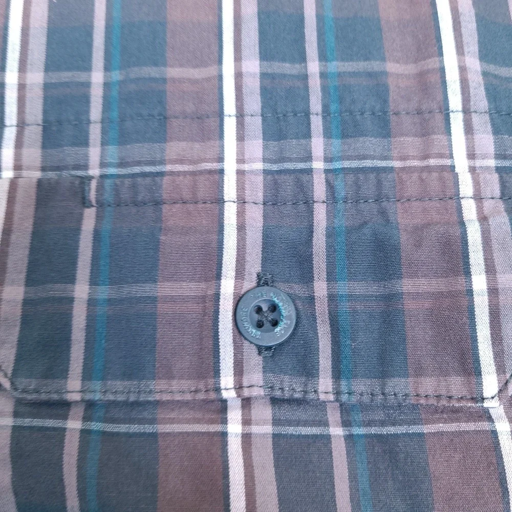 The North‎ Face Shirt Mens Medium Aqua Blue Gray Plaid Button Down Long Sleeve